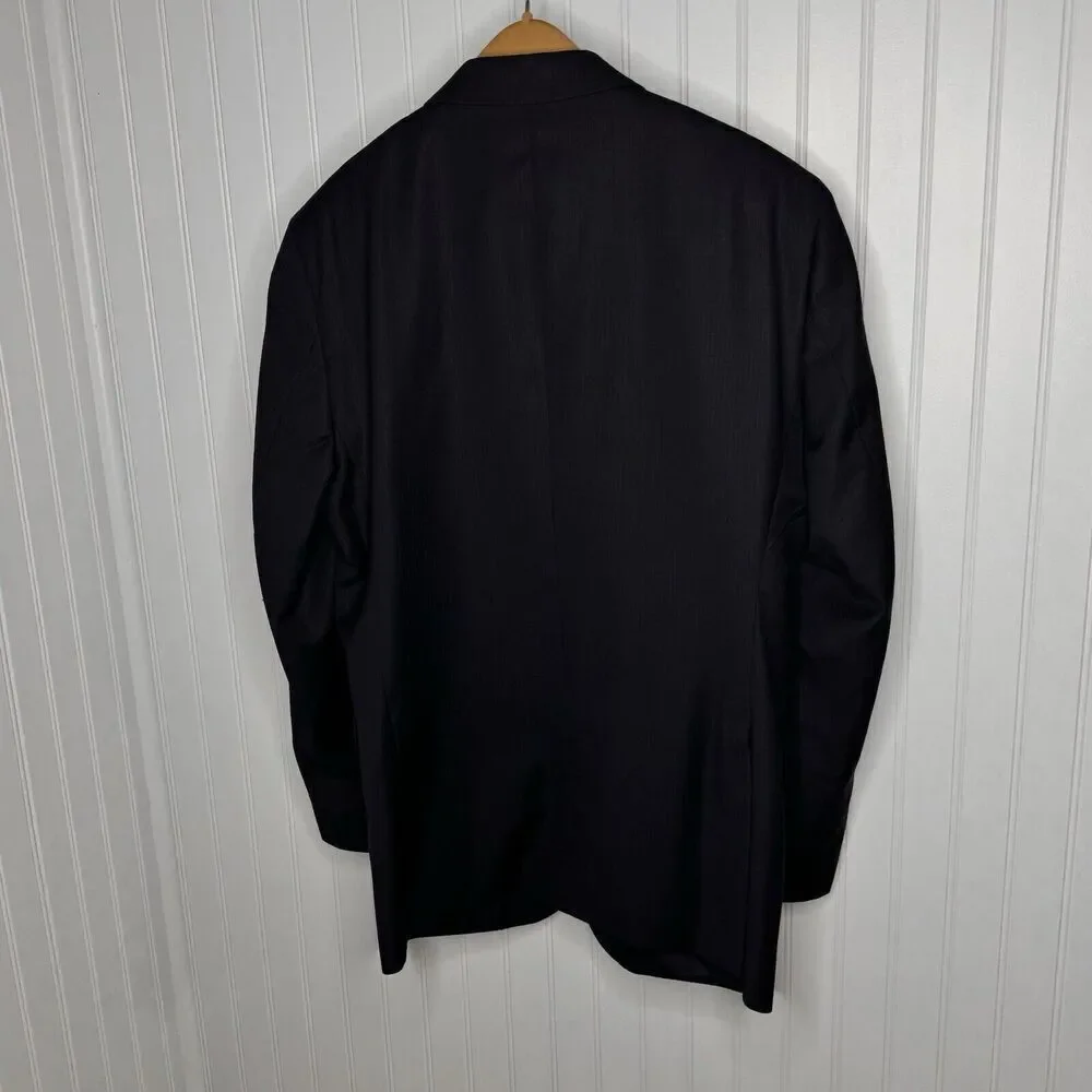 Jones New York Suit Jacket 39R Black Pinstripe 95% Wool Blazer Men Two Vent 0958